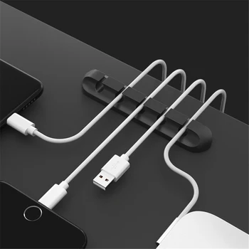 1 ks Silikónové USB Kábel Organizátor Slúchadlá Klip Nabíjačku Drôt údaj Držiteľa Navíjač Kábla Kábel Klip Line Fixer Stôl Príslušenstvo