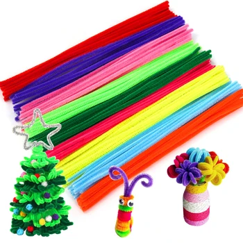100ks Multicolor Ženilkové Plyšové Stick DIY detské Puzzle Ručné Materiál Shilly Stick Hrá Pipe Cleaner