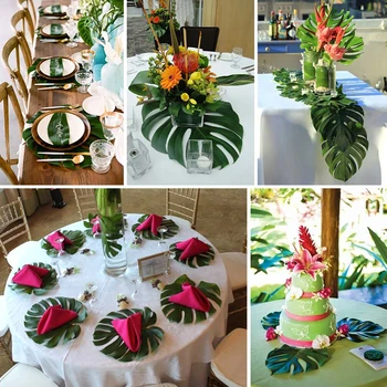 12 Ks Veľké Umelé Tropické Palmové Listy Hodváb List Pre Hawaiian Luau Tému Party Dekor Svadby, Narodeniny Domov Stôl Dekorácie