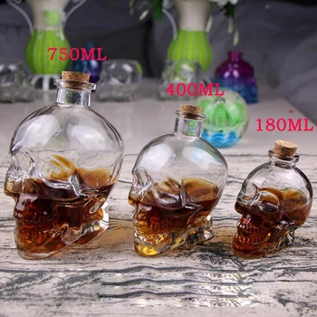 180/400/750 ml Nový Príchod Tvorivé Pohár Crystal Skull Vodka Fľaša Vína Pivo Piráti Sklo