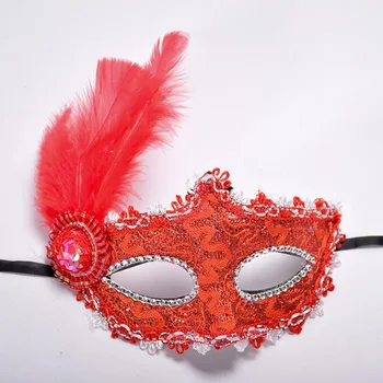 1pc Sexy Ženy Benátskej Čipky Pierko Kvet Očné Masky Vianoce, Halloween Maškaráda Maska Dievčatá Polovicu Tváre Party Dance pokrývku hlavy