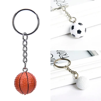 1Pcs, Futbal, Basketbal, Golf loptu Prívesok Keyring Športové kovové Keychain Auto Kľúč Reťazca Krúžok na Tlačidlo Auto Príslušenstvo