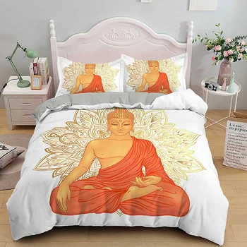 2/3KS Farebné Meditácie Buddha Cumlík posteľná bielizeň Nastaviť Kráľ, Kráľovná Perinu Obliečky Deka Zahŕňa obliečka na Vankúš bytový Textil