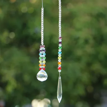 2 ks/veľa Čakra Crystal Suncatcher Luster Kryštály Loptu Prism Prívesok Rainbow Maker Visí Cascade Slnko lapače Ornament