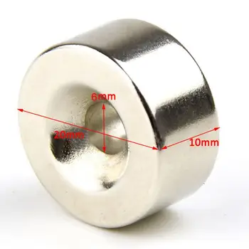 20 mm x 10 mm Magnet Vzácnych Zemín Neodýmu N35 Silné Kola Disk Multi-purpose Krúžok Magnet Otvorom 6 mm