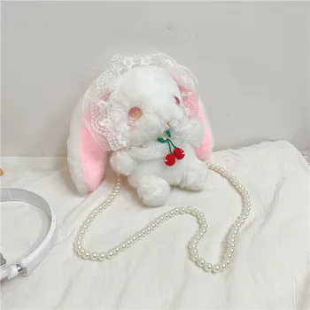 2021 Nové Lolita Bunny Plyšové Taška Cez Rameno Žena Kórejská Verzia Bábika Dievča Roztomilý Kreslený Taška