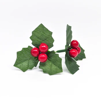 24pcs Vianočný Stromček List a Umelý Berry Red Cherry Vianočné Prívesok Svadby, Narodeniny, Party, Záhradných Domov Obchod Dekorácie