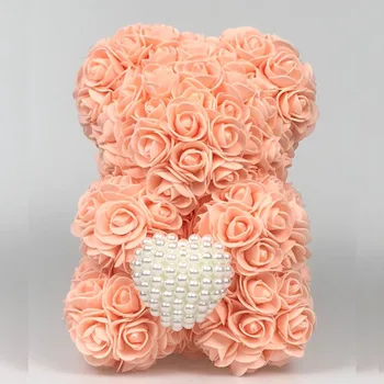 25 cm Pena Rose Medveď s Diamantové Srdce s PVC Darčeka na Vianoce Dní