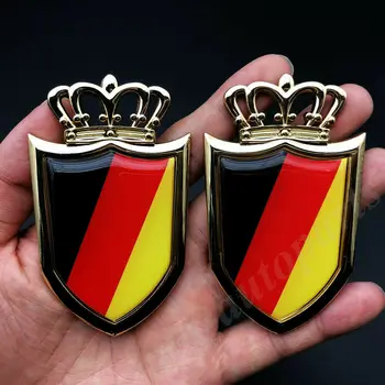 2x Zlatý Nemecko Deutschland Vlajka Koruny Štít Auto Znak, Odznak Odtlačkový Nálepky