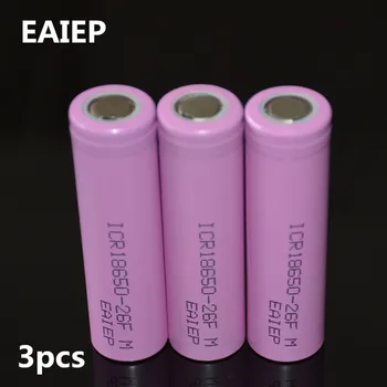3,7 V 2600mAh Pôvodné 18650 nabíjateľná li-ion Batéria EAIEP Pre ICR18650-26F ICR18650 26F 2600 mAH batérie