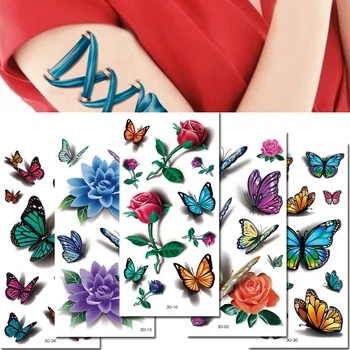 36 Listov 3D Vodotesné Dočasné Tetovanie Pre Ženy, Dievča, Body Art Rukáv DIY Nálepky Lesk Tetovanie Krásu Exotickej