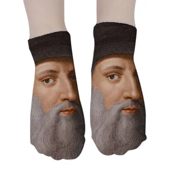 3D Vytlačené Módne Bežné Retro olejomaľba Charakter Portrét Ponožky Leonarda da Vinciho Mona Lisa Umenie Ženy Radi, Bavlnené Ponožky