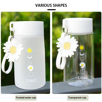 480ml Malé Daisy Fľašu Kreatívny Plastových Fliaš Vody Matné Jasné Pitnej Pohár nepriepustných Prenosné Fľaše Darček Drinkware