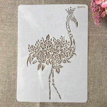 A4 29x21cm Kvet Flamingo Kráľovná DIY Vrstvenie Blany Maľovanie Zápisník Sfarbenie Razba Album Dekoratívne Šablóny