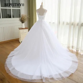 BEPEITHY V Krku Vintage Svadobné Šaty S Pásom Vestido De Novia Casamento Obrúb Svadobné Šaty 2021 plesové Šaty