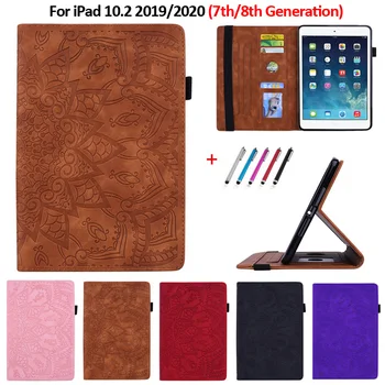 Coque Pre iPad 7 8 Prípade, 10.2 Palcov Emboss Kožené Peňaženky Tablet Kryt Funda Pre iPad 10.2 Prípade 2019 2020 7. 8. Generácie Kryt