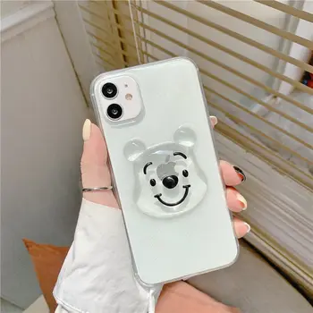 Disney Winnie the Pooh 3D animovaný Transparentné Mobilný Telefón puzdro pre iPhone 13 13pro 13mini 13pro max Plus CuteCellphone Shell
