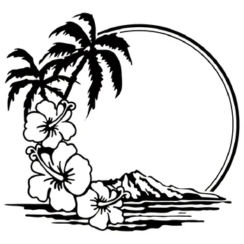 DS24 Aloha kvety Ostrov Slnka Ibištek Palmy Auto Samolepky Vinyl Obtlačok Na Okenné Dekorácie