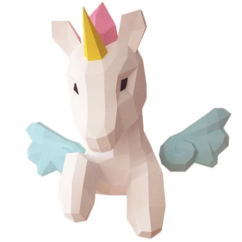 Dúha Unicorn Zvierat Steny Výzdoba Domov umeleckou Výzdobou Papier Model,Low Poly 3D Papercraft,Ručné DIY Dospelých Plavidlá Hračka RTY220