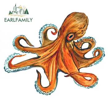 EARLFAMILY 13 cm x 10,7 cm Squid Octopus Vinyl Okno Odtlačkový Pláž, More Life Domova Nálepkou Soľ Umenie Darček Auto Samolepky Grafika