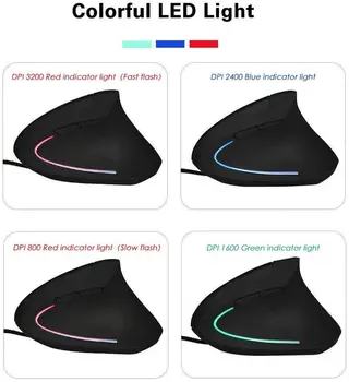 Ergonomické Vertikálne Hernej Myši RGB Svetlo Počítač Optických Myší 3200DPI USB Káblové Zápästie Zdravé 6D Mause Hráč Pre PC, Notebook