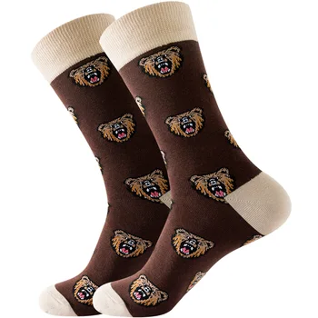 Farebné pánske Ponožky Bavlna Roztomilý Vzor Streetwear Módy Novinkou Zvierat Tiger, Leopard, Maľovanie Šťastný, Vtipný Človek Ženy Ponožky