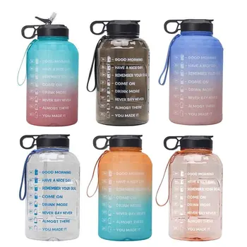 Fľaša na vodu 1 Galón 2.2 L S Slamy Plastové Veľkú Kapacitu GYM Fitness cestovného Ruchu BPA ZADARMO Športové Fľaše pre potravinársky PETG