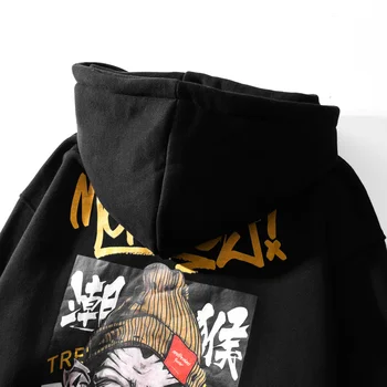 Hip Hop Streetwear Tlač Hoodie Harajuku Cartoon Opice Grafické Bavlna Voľné Mužov a Žien Mikina s Kapucňou Zimné Pulóver Nové