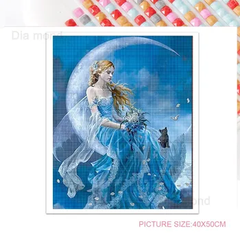 Hra Krásy Anjeli Elfovia Diy 5D Diamond Maľovanie na Plné Kolo Živice Mozaiky Krajiny Diamond Výšivky Obrázok Drahokamu Domov