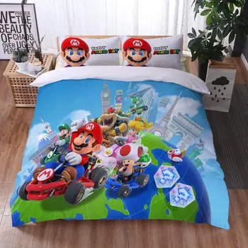 Hra Mario posteľná bielizeň Nastaviť Perinu a Vankúš Anime, Komiksu, Karikatúra Super Mario Plnej Veľkosti Posteľ Nastaviť Cumlík Nastaviť na posteľná bielizeň