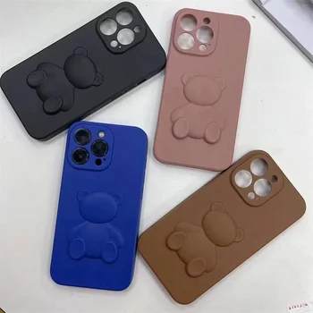IN 3D Kórea medveď puzdro pre iPhone 11 12 13 Pro MAX Xs Xr X S 7Plus 8Plus mobilný telefón silikónové mäkké zadný kryt plášťa dievčatá coque