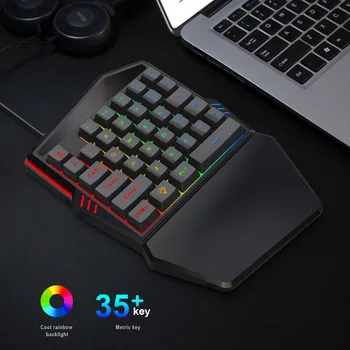 Jednou Rukou RGB Mechanical Gaming Keyboard Prenosný Mini Herné Tlačidlá, Herný ovládač, Klávesnica, Myš pre Jesť Kuracie Hra