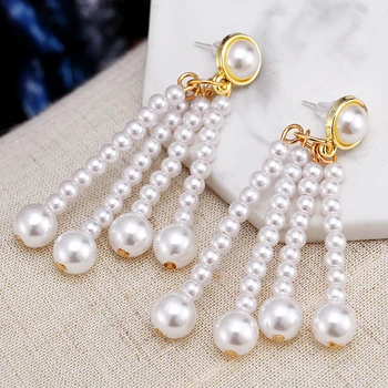 Krásne Biele Big Pearl Náušnice Pre Ženy, Zlatá Farba Kovu List Hoop Náušnice Geometrické Uchu Krúžok Fashion Party Šperky