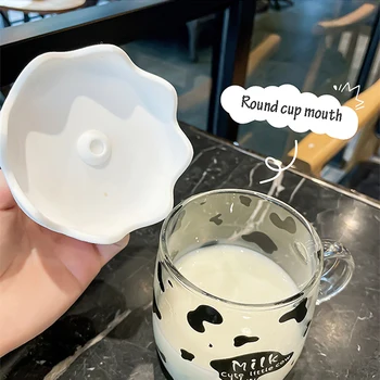 Káva Hrnček roztomilý kreslený chlapci a dievčatá krava modelovanie pohár kryt priehľadný sklenený raňajky mlieko fashion art cup