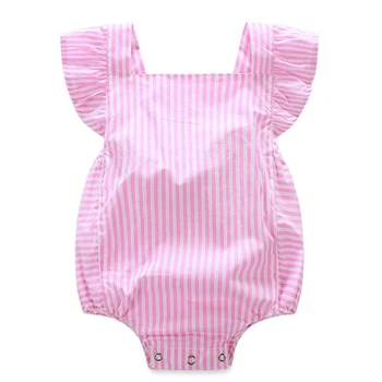 Letné 0-18 M Deti Ružová Princezná Kombinézu Dieťa Dievča Oblečenie, Deti Jumpsuit Dieťa bez Rukávov Pruhované Oblečenie Novorodenca Sunsuit