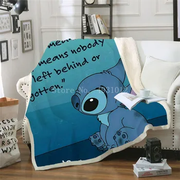 Lilo & Stitch Cartoon Prispôsobené Deka Plyšové Flanelové Dekorácie Posteľ Domov Hodiť Gauč Prikrývky prehoz cez posteľ pre Deti detský Darček