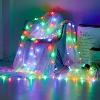 Loptu Víla String Svetlá Na Batériový Svadobné, Vianočné Vonkajšej Terase Garland Dekorácie Nočné Svetlo