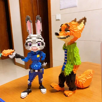 Mini Bloky Zootopia Karikatúra Postavy Hračka Králik Judy Fox, Model Anime Stavebné Bloky pre Deti Hračky, Vianočné Darčeky