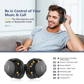 Mpow H10 Aktívnym Potlačením Hluku Bluetooth Slúchadlá ANC Over-Ear Bezdrôtové Slúchadlá Skladacie Slúchadlá CVC 6.0