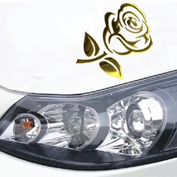 Móda 3D Stereo Rose Auto Spätné Zrkadlo Nálepky Gold Silver Rose Vzor Nálepky Auto Styling Obtlačky Dekorácie