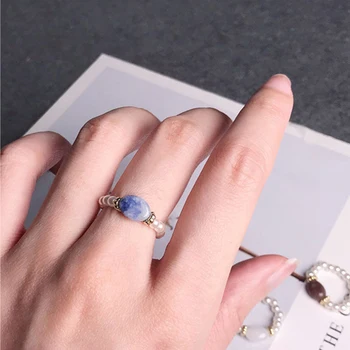 Móda Imitácia Perly Korálkové dámske Prstene Prírodného Kameňa Krúžok Crystal Tigrie Oko Lapis Lazuli Handmade Šperky, Darčeky Veľkoobchod