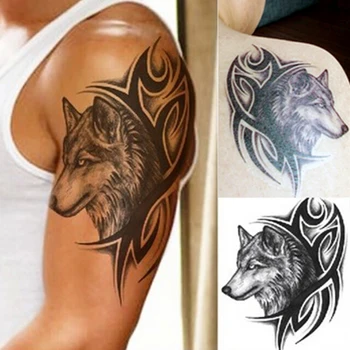 Nové Teplej Vody Prenos falošné tetovanie Nepremokavé Dočasné Tetovanie nálepky muži ženy vlk tetovanie flash tetovanie