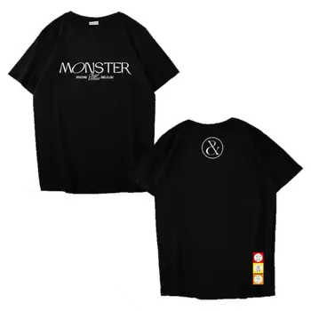 Nový príchod kpop red velvet monster album cartoon tlač tričko black/white unisex o krk krátky rukáv t-shirt