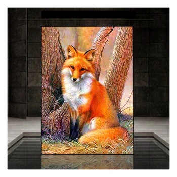 Plátno Veľkosť 5D Diamond Maľovanie Fox Zvierat Diamond Výšivky Plné Námestie Kolo Cross Stitch Kamienkami Výzdoba Domov Darček