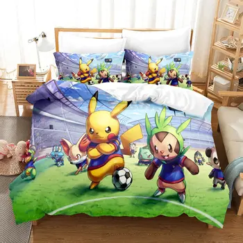 Pokemon posteľná bielizeň Perinu obliečka na Vankúš pre Deti Spálňa Pikachu Anime, Komiksu, Tlač Deti posteľná bielizeň Nastaviť Dvojité King Size Queen