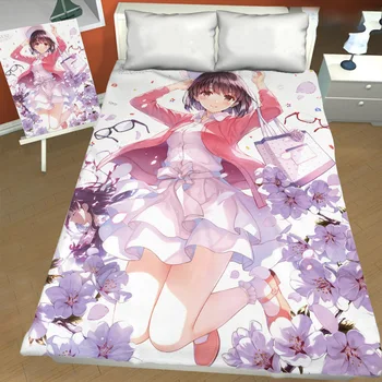 Posteľ List Anime Megumi Kato Cartoon Ploché Lôžko List Nastaviť Sexy Dievčatá pre Deti, Darčeky Spálňa Decor Domov Obliečky Posteľná Bielizeň posteľná bielizeň