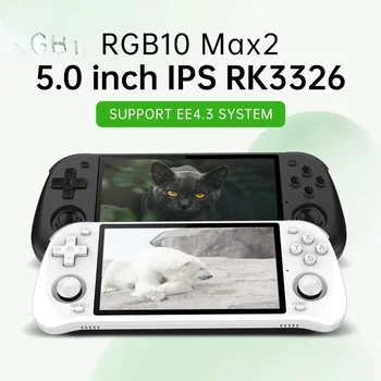 POWKIDDY Retro Open Source Systém RGB10 Max 2 Pure Black White Prenosné hracie Konzoly RK3326 5.0-Palcový IPS Displej Detí Dary