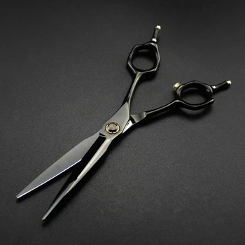 Profesionálne japonsko 440c 6 palcový čierny Ložisko vlasy nožnice na rezanie holič makas účes rednutie kadernícke nožnice na plech nožnice