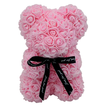 Rose Medveď 25 cm 10 Cm Umelé PE Pena Flower Teddy Ručné Darček na Valentína Narodeniny Priateľky Svadobné Dekorácie