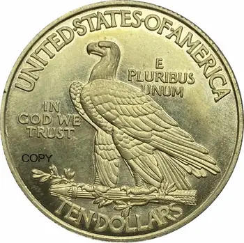 Spojené Štáty Americké 10 Dolárov 1913 1913 S Liberty Indian Head Eagle s mottom V BOHA veríme, Gold Brass Kovové Kópie Mincí